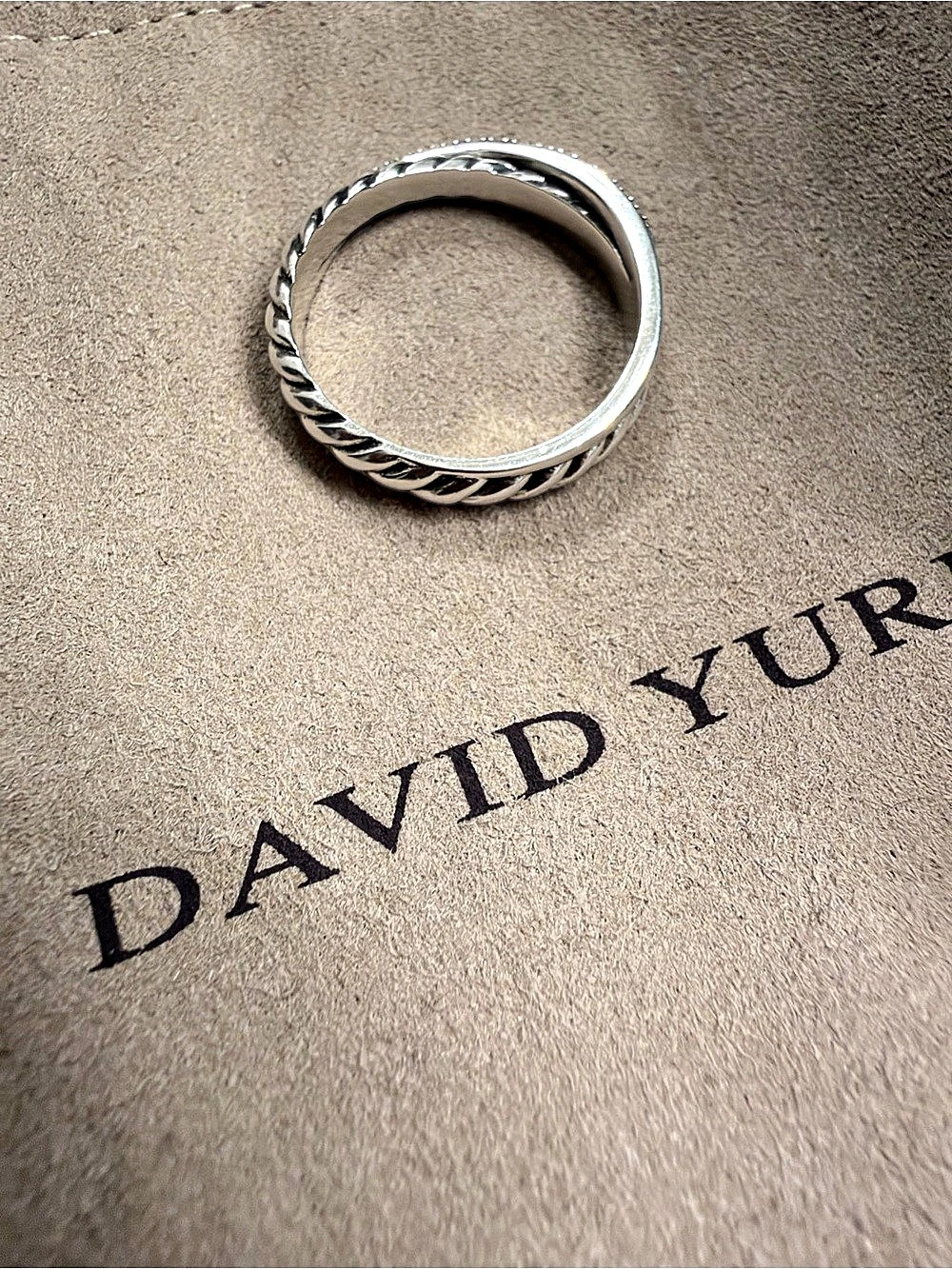 David Yurman Streamline Band Ring with Pavé Diamonds or Sculpted Cable, Silver s
